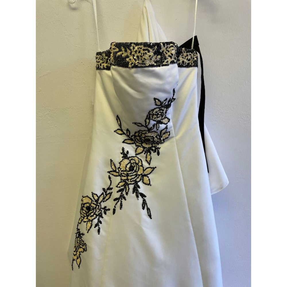 Women's Wedding Dress Size 10 White with Black Sequins